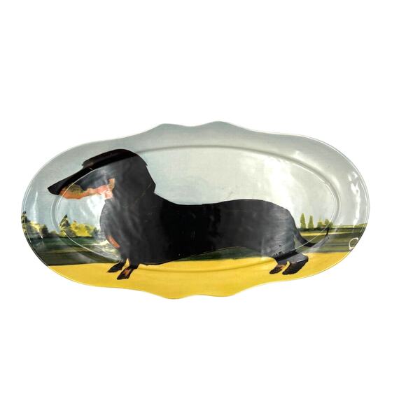 Dog a Day Dachshund Ceramic Platter ANTHROPOLOGIE Sally Muir 17" Ceramic - Picture 1 of 6
